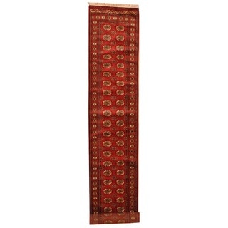Herat Oriental Pakistan Hand-knotted Prince Bokhara Red/ Ivory Wool Rug (2'6 x 13')
