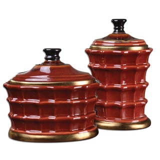 Uttermost Brianna Caramelized Red Ceramic Canisters (Set of 2)