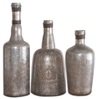 Uttermost Lamaison Silver Mercury Glass Bottles (Set of 3)