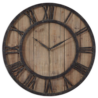 Uttermost 'Powell' Aged Wood and Bronze Wall Clock