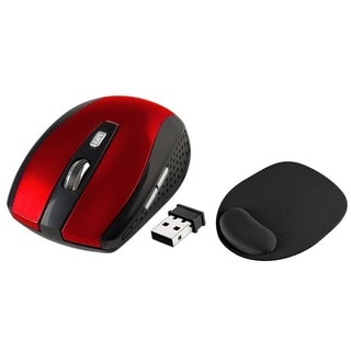 INSTEN Red Optical Mouse/ Black Mouse Pad