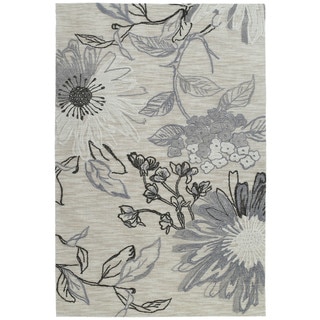 Handmade Copia Grey Floral Polyester Rug (8' x 10')