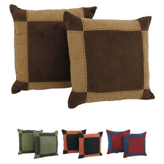 Blazing Needles Patchwork Micro-Suede Throw Pillows (Set of 2)