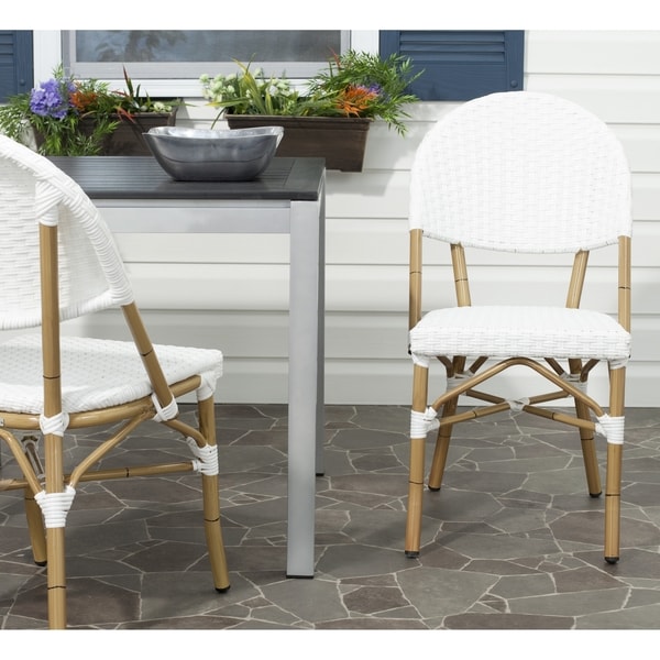 SAFAVIEH Outdoor Barrow Off-White Stackable Dining Chair (Set of 2)