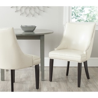 Safavieh En Vogue Dining Afton Flat Cream Bicast Leather Side Chairs (Set of 2)