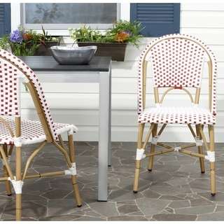 Safavieh Rural Woven Dining Salcha Red/ White Indoor Outdoor Stackable Side Chairs (Set of 2)