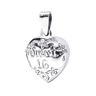 Lovely Sweet 16 Heart Locket .925 Silver Pendant (Thailand)
