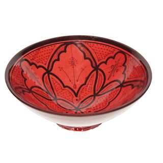 Moroccan Safi Red Ceramic Bowl , Handmade in Morocco
