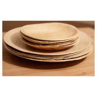 Handmade Pack of 100 Compostable Round Palm Leaf Plates (India)