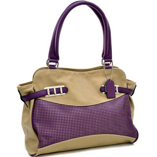Dasein Two Tone Mesh Panel With Belted Accents Shoulder Bag