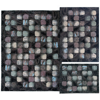 Cobble Stone Collection Charcoal Rug 3pc Set by Nourison (3'11 x 5'3) (5'3 x 7'3 (7'10 x 10'6)