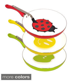 Colored Ceramic Coated Non-stick Aluminum Fry Pan with Matching Spatula