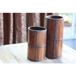 Handcrafted Rustic Wood Umbrella Stand , Handmade in India