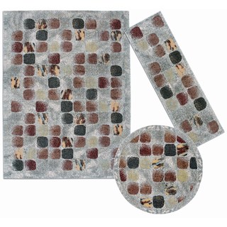 Cobble Stone Collection Beige Rug 3pc Set by Nourison (2'2 x 7'3) (5'3 x 5'3 Round) (7'10 x 10'6)
