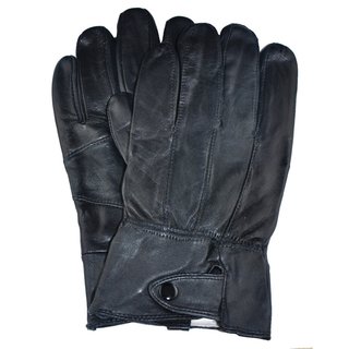 Samtee Men's Black Leather Gloves with Snap Closure