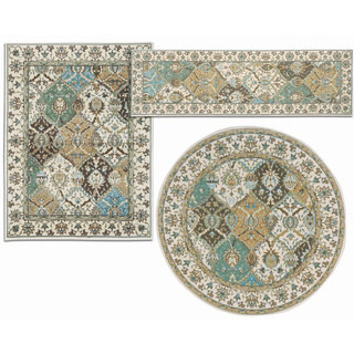 Mourison Assorted Diamonds Collection Beige and Coffee 3-piece Rug Set
