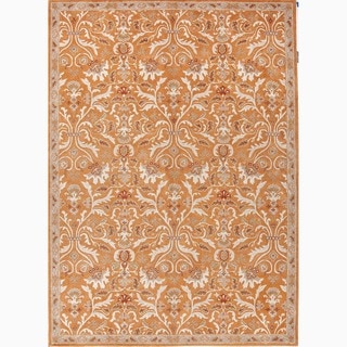 Handmade Oriental Pattern Orange/ Ivory Wool Rug (8 x 10)