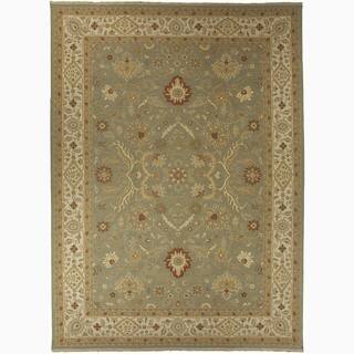 Hand-Knotted Floral Green Area Rug (8' X 10')