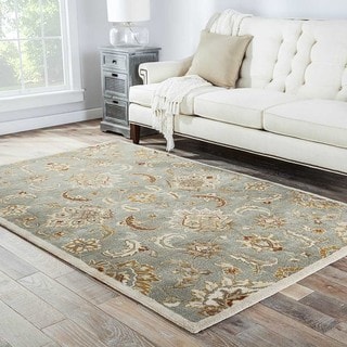 Coventry Handmade Floral Blue/ Tan Area Rug (4' X 8')