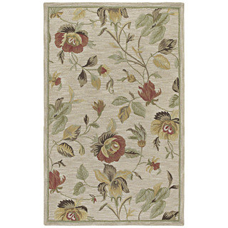 Hand-Tufted Lawrence Oatmeal Floral Wool Rug (7'6 x 9'0)