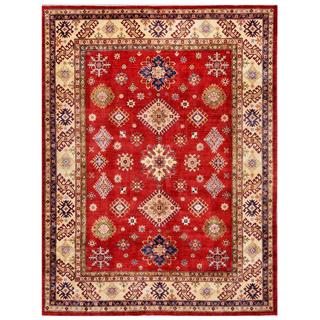 Herat Oriental Afghan Hand-knotted Kazak Red/ Ivory Wool Rug (8'10 x 11'10)