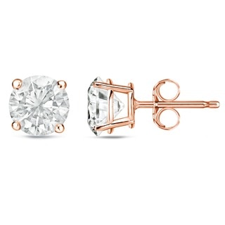 Auriya 14k Rose Gold 1/4 to 3/4ct TDW Round Diamond Stud Earrings (J-K, I1-I2)