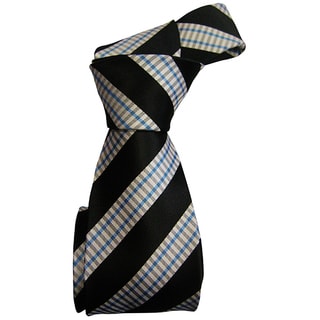 Dmitry Men's Black Striped Italian Silk Tie