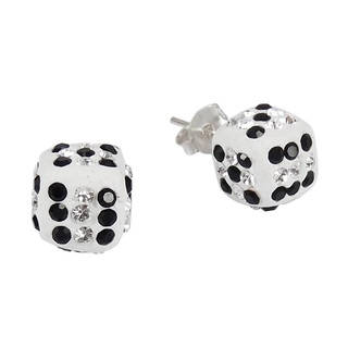 Sparkling 3D Cubic Zirconia Dice .925 Silver Stud Earrings (Thailand)