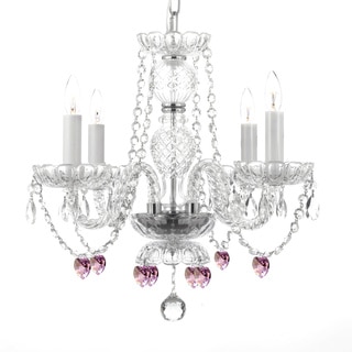 Gallery Venetian Style Crystal Chandeleir with Pink Crystal Hearts