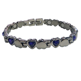 Magnetic Bracelet with Amethyst Hearts