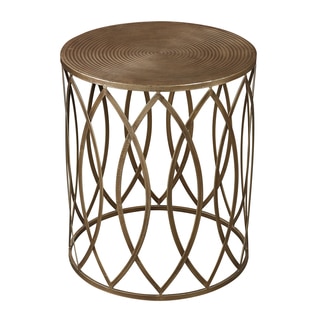 Antique Gold Finish Round Metal Accent Table