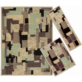 Nourison Patchwork Collection Beige 3-piece Rug Set (2'2 x 7'3) (3'11 x 5'3) (7'10 x 10'6)