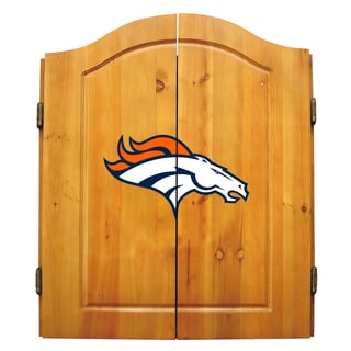 NFL Denver Broncos Wooden Dartboard Cabinet Set
