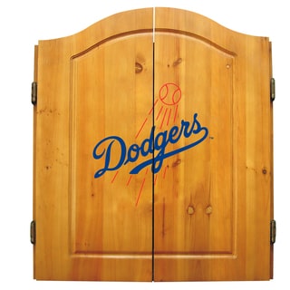 MLB Los Angeles Dodgers Wooden Dartboard Cabinet Set