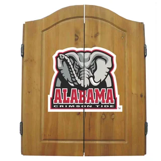 NCAA Alabama Crimson Tide Wooden Dartboard Cabinet Set