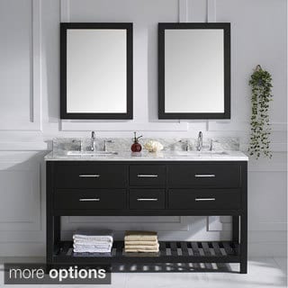 Virtu USA Caroline Estate Italian Carrara White Marble Double Sink Bathroom Vanity