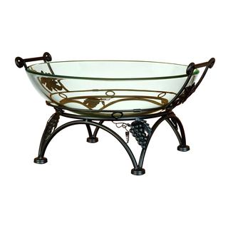 Thick Glass Bowl with Stand Adorned with Grapes