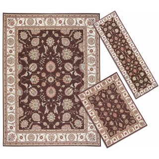 Nourison Persian Floral Collection Brown Rug 3pc Set 2'2 x 7'3, 3'11 x 5'3, 7'10 x 10'6