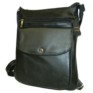 Hollywood Tag Black Leather Anti-Theft Zippered Side Bag