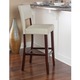 Stationary 24-inch White Faux Leather Stool - Thumbnail 1