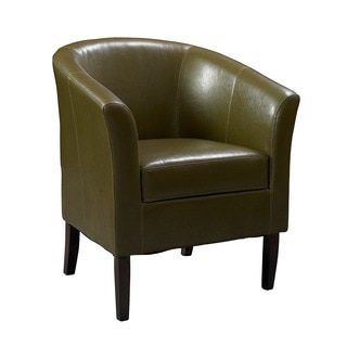 Linon Andrew Barrel Club Chair Medium Brown Upholstery