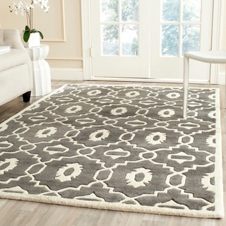 Safavieh Handmade Moroccan Chatham Trellis-pattern Dark Gray/ Ivory Wool Rug (5' x 8')