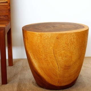 Oak Oil Finish Oval Drum End Table (Thailand)