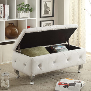 Glam Leather Upholstered Tufted Storage Bench (2 options available)