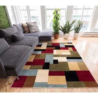 Patchwork Red Area Rug (7'10 x 9'10)