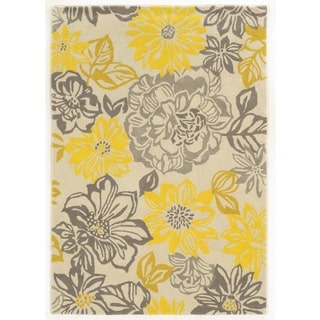 Linon Collection Floral Grey/ Yellow Area Rug (8' x 10')