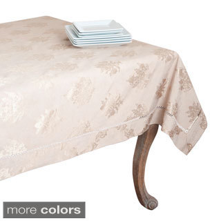 Drawnwork Damask Cotton-blend Tablecloth