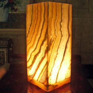 Natural Alabaster Karnak Lamp , Handmade in Egypt