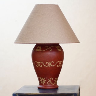 Handcrafted Ceramic 'Pomegranate Blooms' Lamp (Mexico)