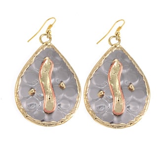 Handcrafted Mixed MetalsStainless Steel Modern Twist Teardrop Earrings (India)